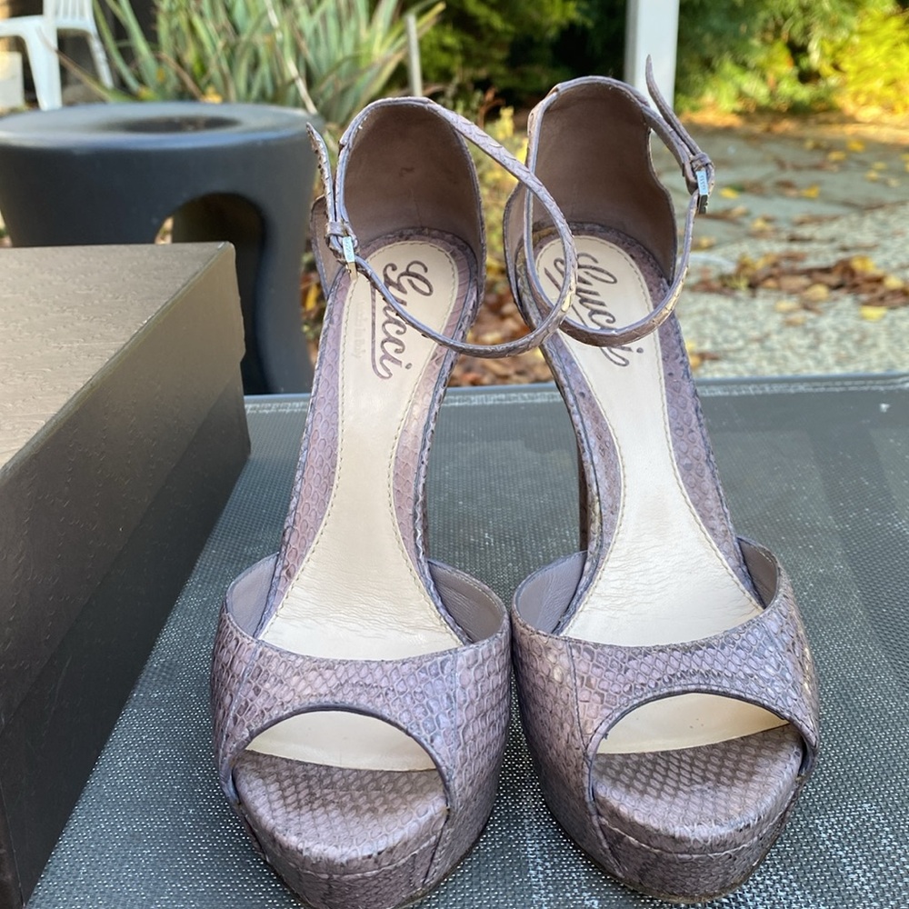 Gucci Python Stiletto Platforms, It Size 37 - image 2